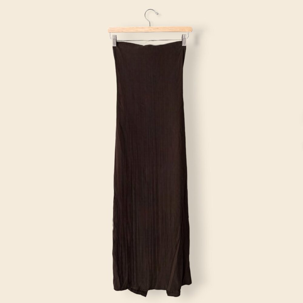 Anemos, Strapless Tie Back Midi Dress, Espresso Brown, Size Small - Picture 2 of 4